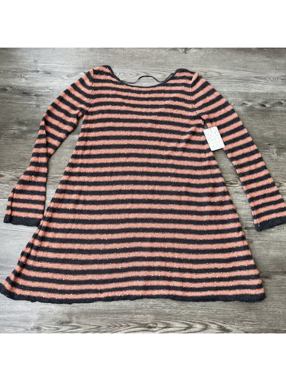 Free People Striped Mini Dress Womens XS Long Sleeve Tunic Boucle Knit NWT
